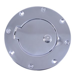 Jeep Wrangler TJ Fuel Tank Cap Door - Rugged Ridge - Locking - Polished Stainless Steel - `97-`06